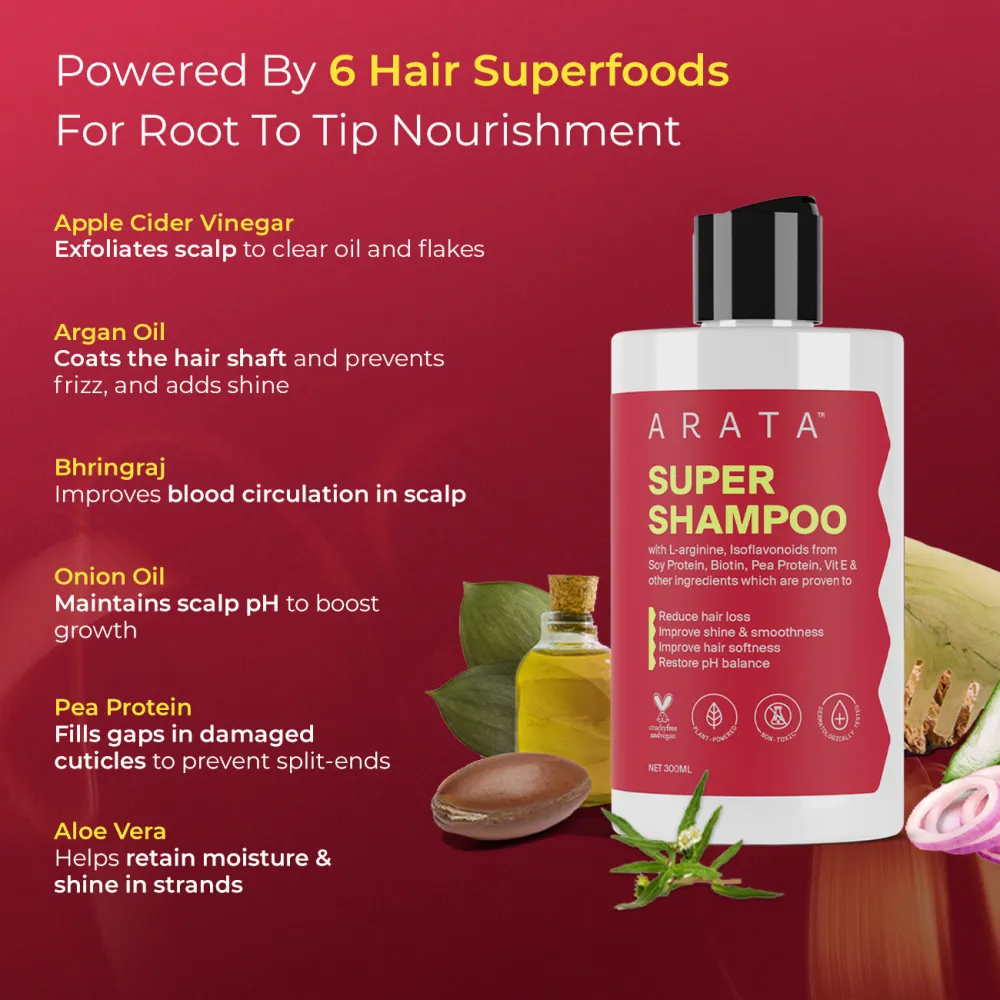 Biotin & Protein Rich  Super Shampoo for Daily Nourishment, Damage & Frizz Control  - 300ml + Free Scalp Massager - Image 4