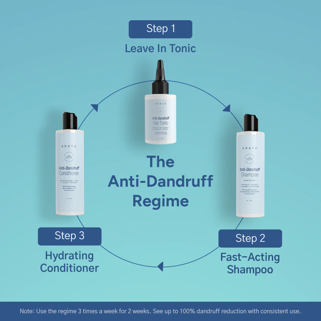 Arata Anti-Dandruff Shampoo, Tonic Combo | Piroctone Olamine & Glycolic Acid | Up To 100% Dandruff Reduction | 200+100ml - Image 6