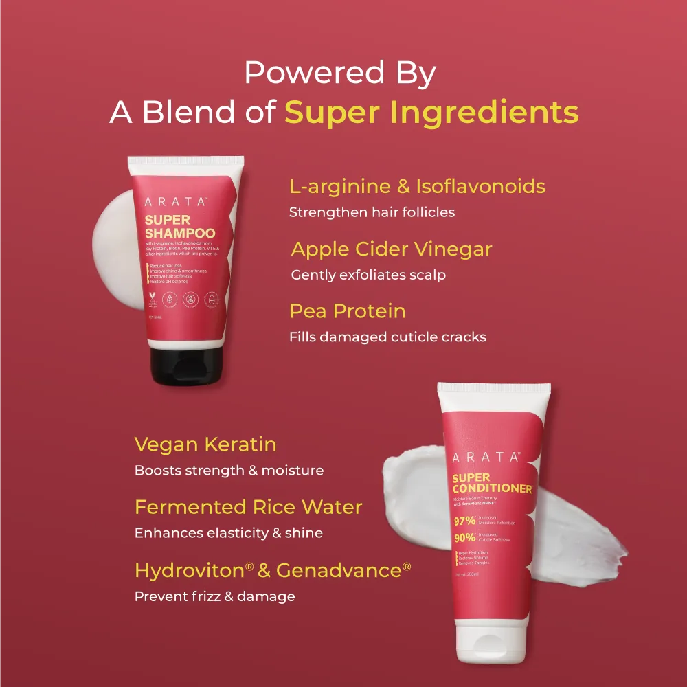 Super Moisture Duo with Biotin & Vegan Keratin for Dry & Damaged Hair - Travel Pack - Super Shampoo (150ml) + Super Conditioner (200ml) - Image 3
