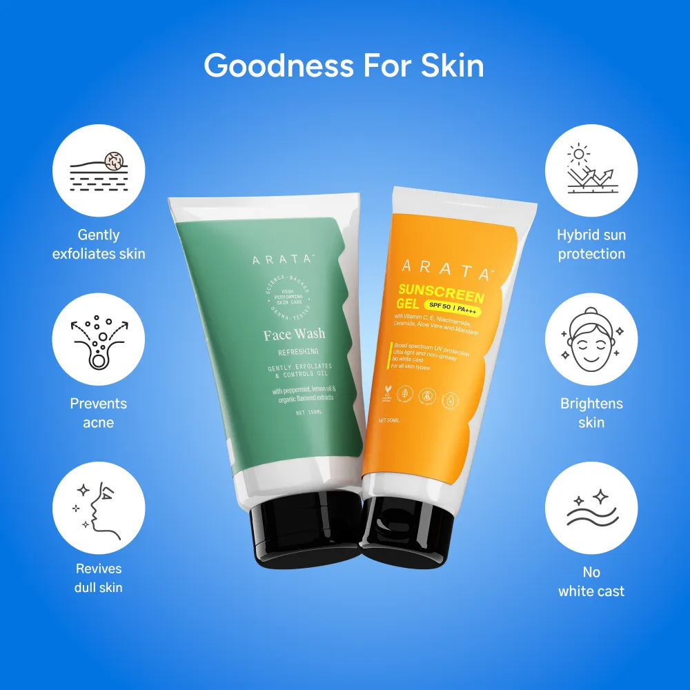Facewash & Sunscreen Combo with Vitamin C, Hyaluronic Acid, Niacinamide and Ceramides - Image 3