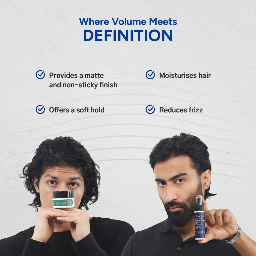 Instant Volume & Moisture Value Pack | Sea Salt Hair Texture Spray 50ml + Styling Hair Cream 50ml - Image 2