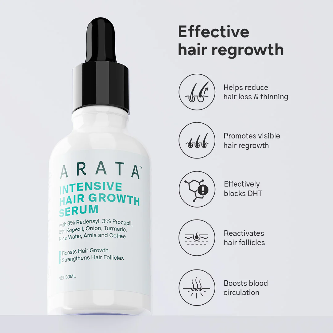 Arata Hair Growth Serum for Men and Women | For Fuller, Denser, Thicker Hair Growth | Free Derma Roller - Image 4