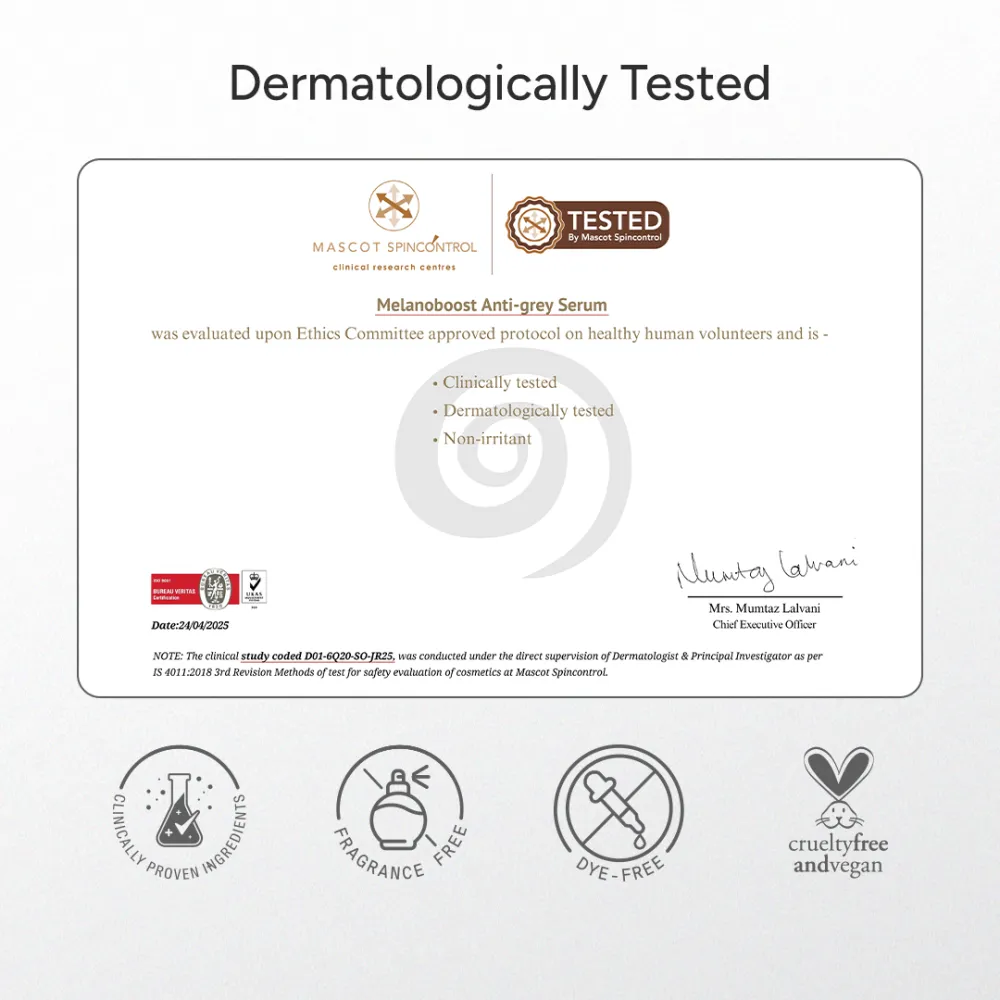 MelanoBoost Anti-Grey Hair & Beard Serum with MelanoGray, Silverfree, Arcolys® & Vegan Keratin - 30ml (Pack of 2) - Image 12