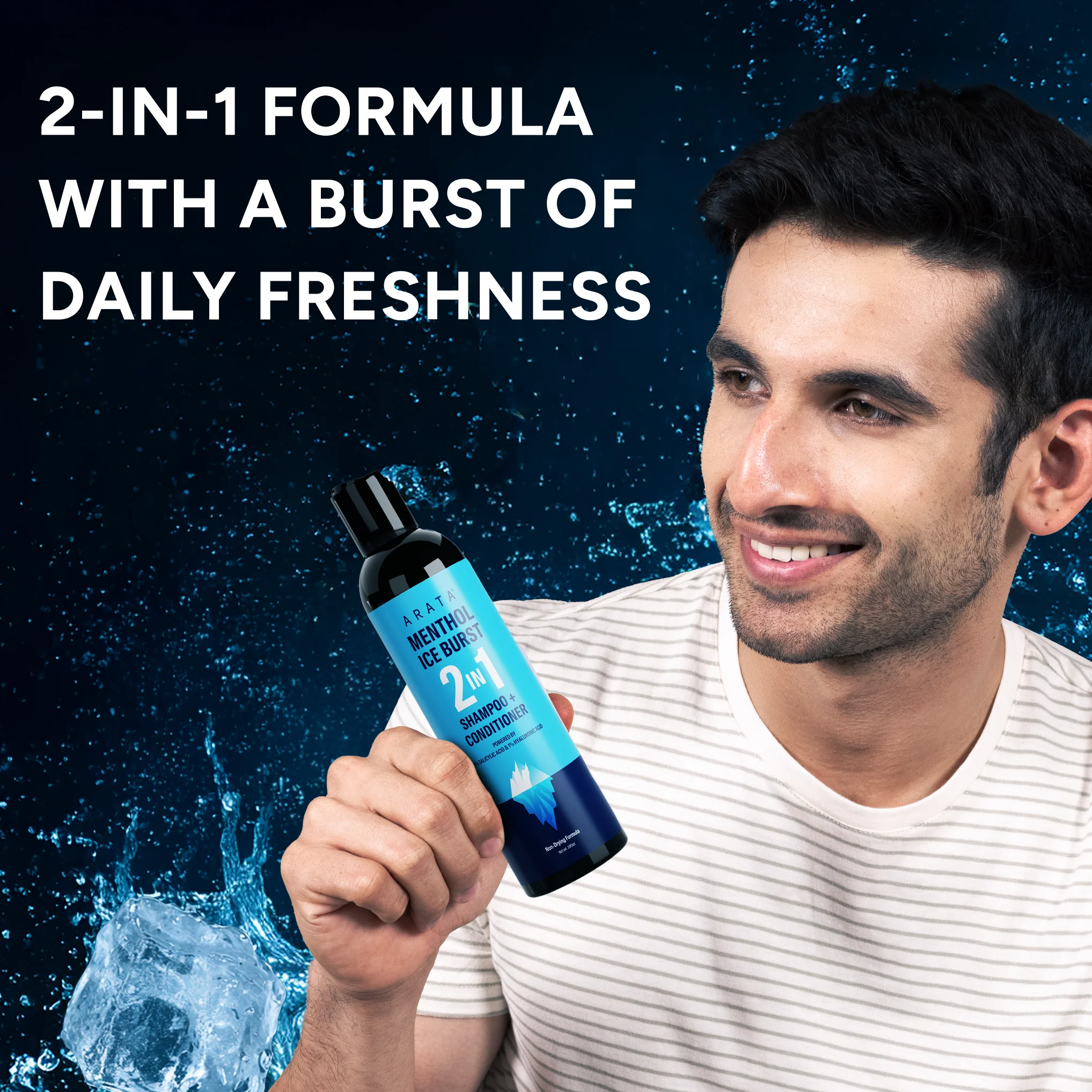 Menthol Ice Burst 2-in-1 Shampoo + Conditioner | Removes Scalp Buildup and Deeply Hydrates Strands | With 1% Salicylic Acid - Image 3