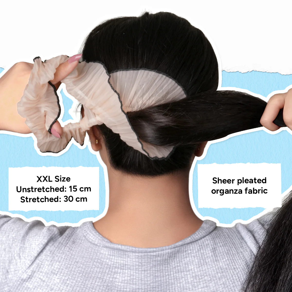 Sheer Organza Pleated Scrunchie - Image 3