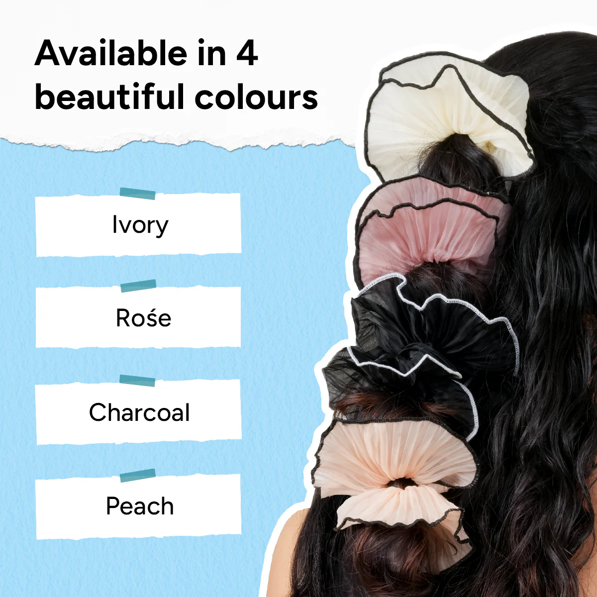 Sheer Organza Pleated Scrunchie - Image 4