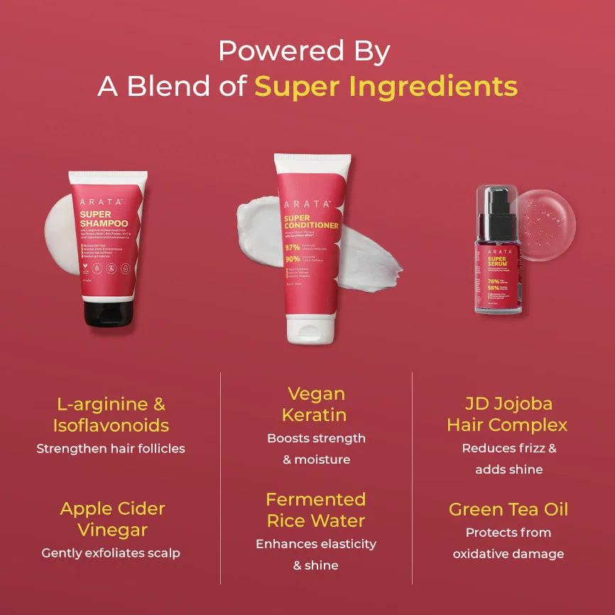 Super Anti-Damage Value Pack with Biotin, Jojoba & Vegan Keratin for Dry, Frizzy, & Damaged Hair - Super Shampoo (150ml) + Super Conditioner (200ml) + Super Serum (30ml) - Image 3